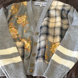 NWT Rodeo Quincy Gray Floral Plaid Cardigan Honey Belle Sweater Top NFR